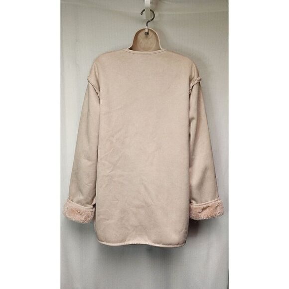 Ellison ELLA Faux Suede Fur lined Double Breasted Zip Coat Pink Size Large - Picture 6 of 8